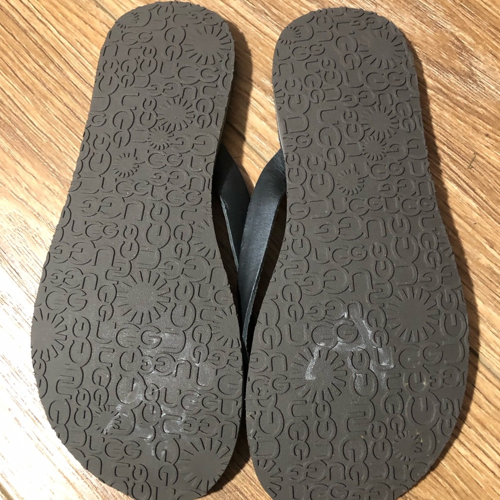 Ugg Leather Gray/Black Flip Flops Sandals Women’s Size 7 - Picture 5 of 5
